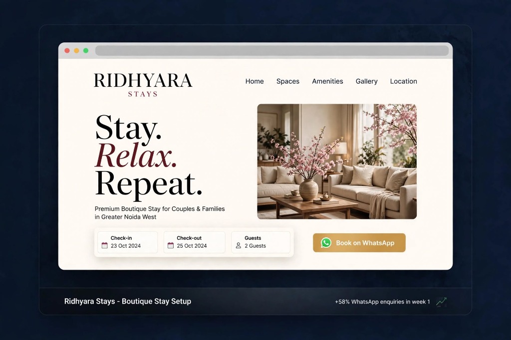 Ridhyara Stays Boutique Setup
